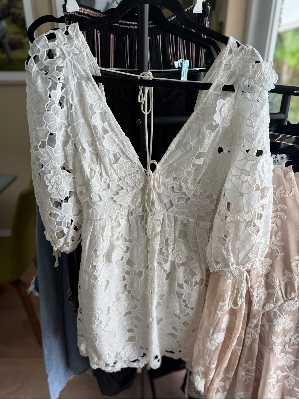 For Love & Lemons White Floral embroidered Dress